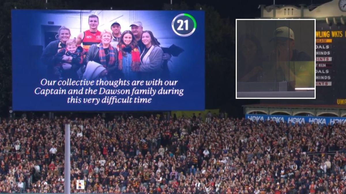 Emotional scenes as Adelaide fans pay tribute to grief-stricken skipper Jordan Dawson