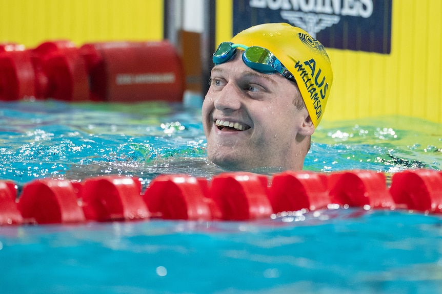 Sam Williamson smiles in the pool