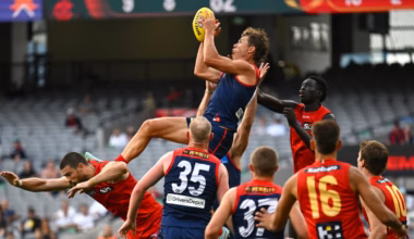 AFL 2026: Jake Melksham takes mark of the year contender, Melbourne defeat Gold Coast Suns