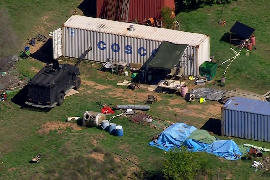 A heavily armoured police vehicle at the site of the Dezi Freeman shooting.