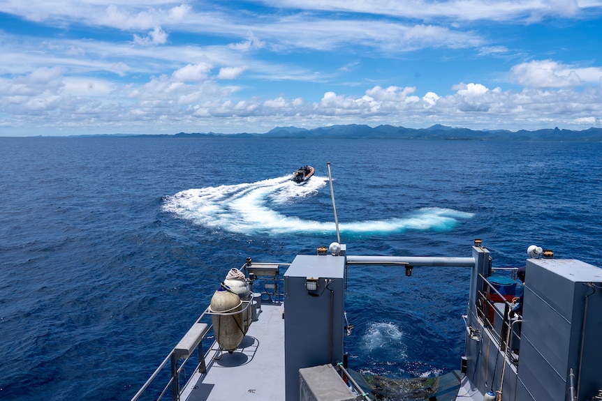 A fast boat on the sea.