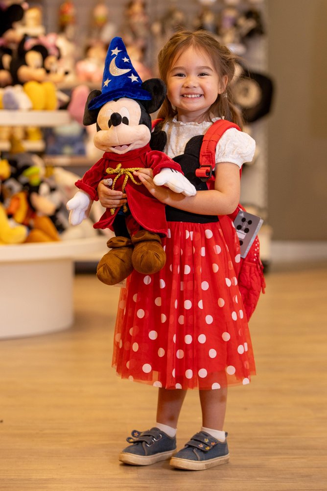 Abigail Noonan, 4, pictured with Mickey Mouse merchandise.