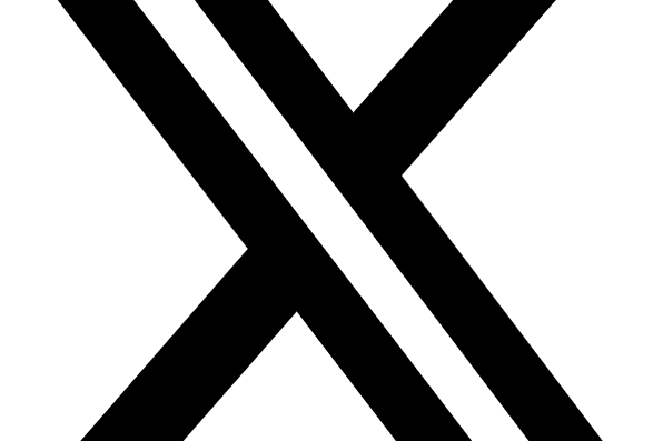 A logo with a bold back "X" on a white background.