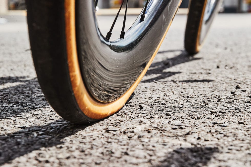 BKE close up of a bicycle tire.