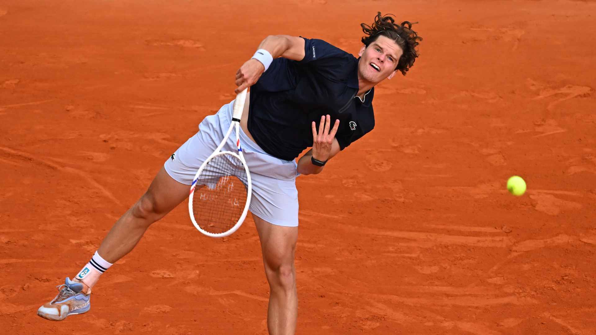 Alexander Blockx defeats Denis Shapovalov in three sets on Monday in Monte-Carlo. 