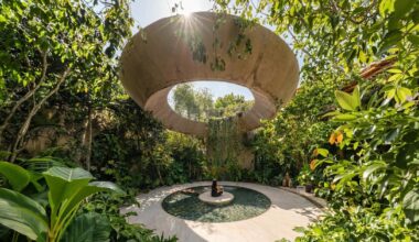 ring installation by broissin architects releases an indoor waterfall