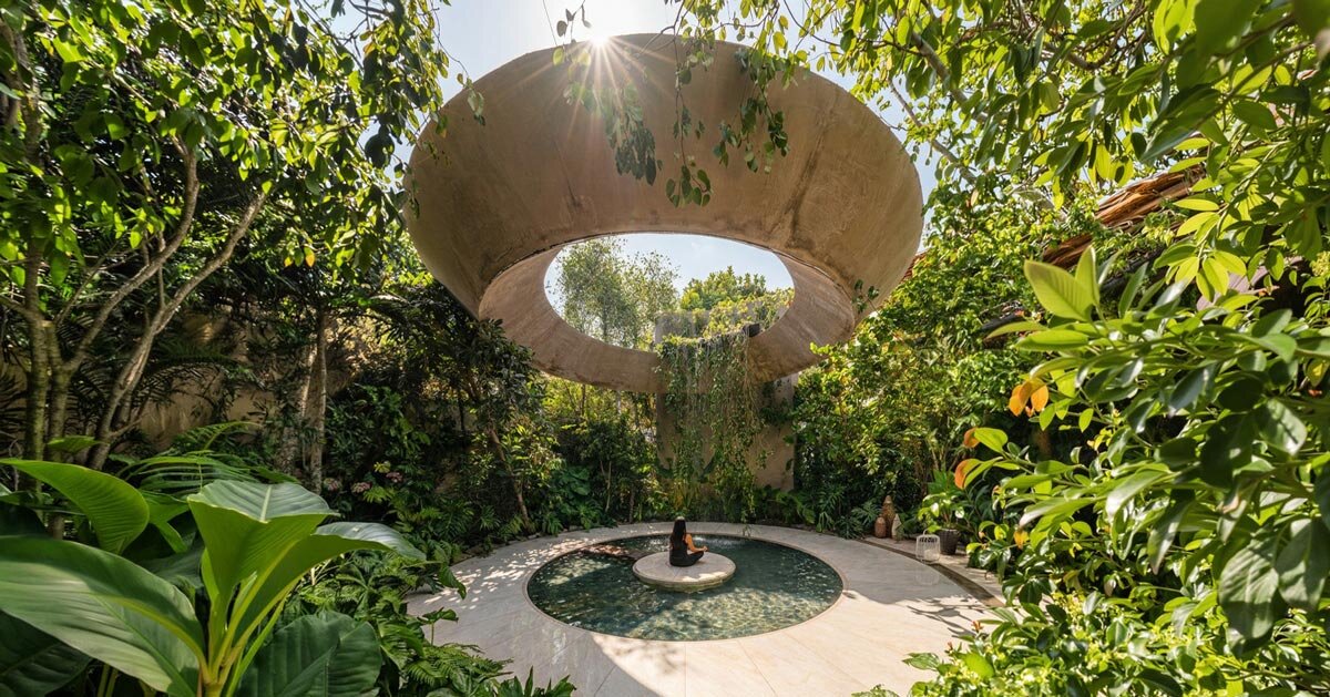 ring installation by broissin architects releases an indoor waterfall