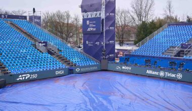Rain has delayed Thursday's schedule in Bucharest.