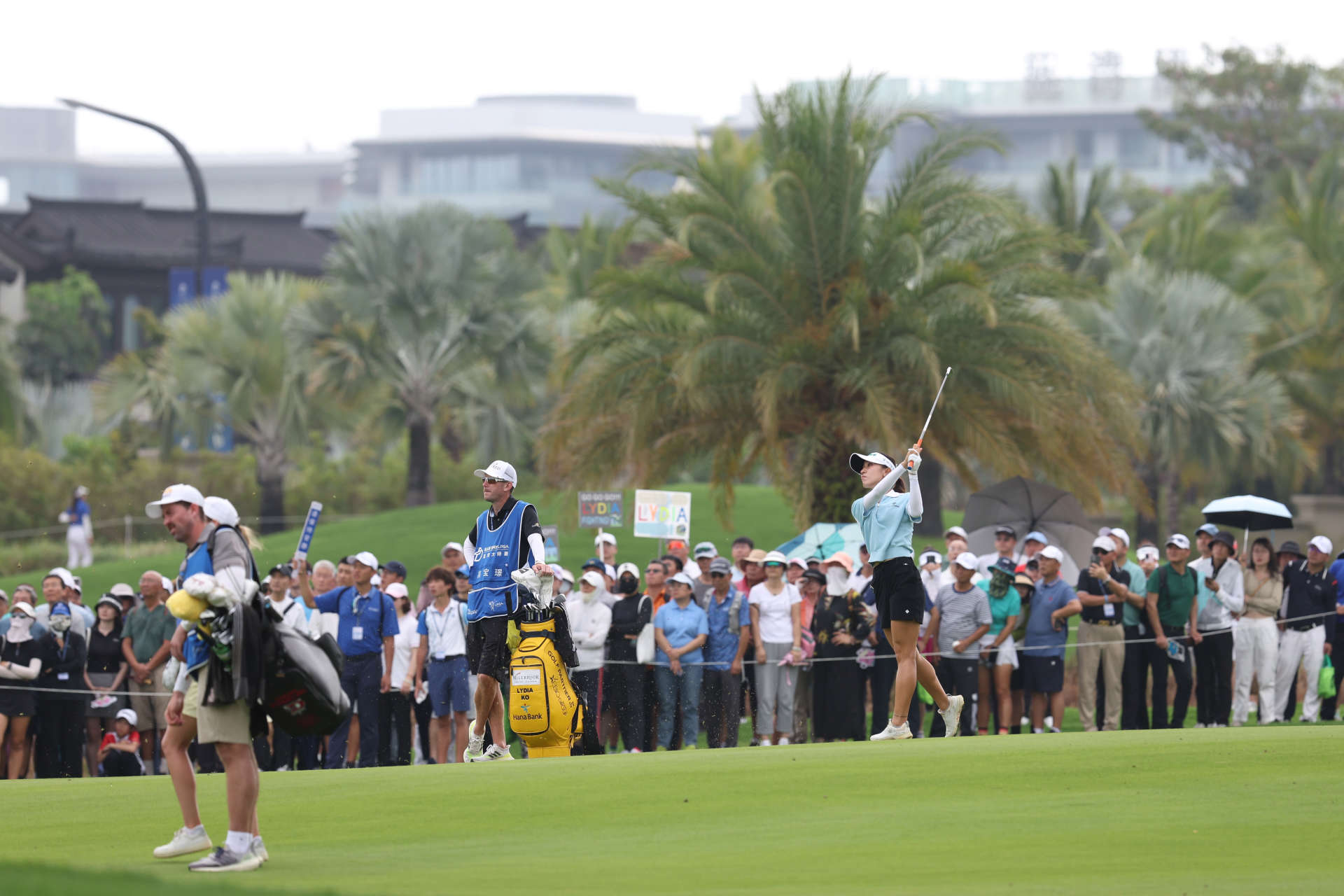 HAINAN ISLAND, CHINA - MARCH 10: Lydia Ko of New Zealand plays her shot on 13th hole during the final round of the Blue Bay LPGA at Jian Lake Blue Bay Golf Course on March 10, 2024 in Hainan Island, Hainan. (Photo by Zhizhao Wu/Getty Images)
