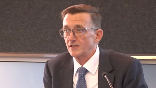 Director-General for the Department of Trade, Employment and Training Peter McKay, a former deputy director-general of the Office of Industrial Relations, giving evidence to the inquiry on Thursday.