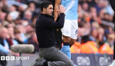 Mikel Arteta on touchline