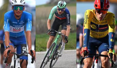 Top contenders at the 2026 Itzulia Basque Country include (L to R) Isaac del Toro, Pau Seixas and Juan Ayuso
