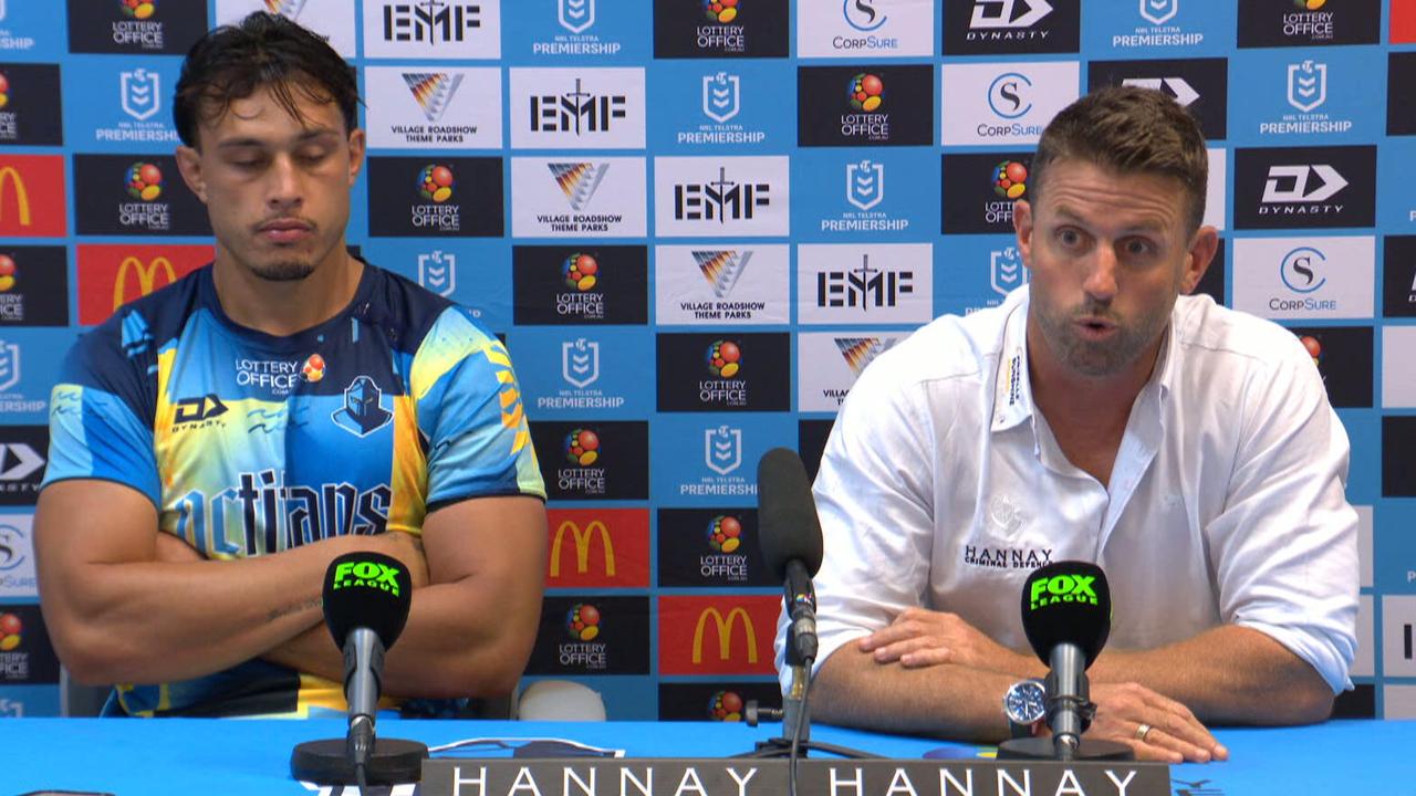 Josh Hannay on forward pass call, AJ Brimson no-try, Gold Coast Titans vs Brisbane Broncos, press conference, Round 5