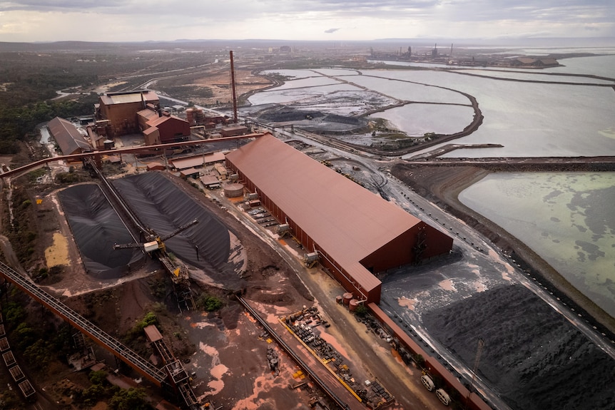 An aerial view of the pellet plant at the Whyalla steelworks
