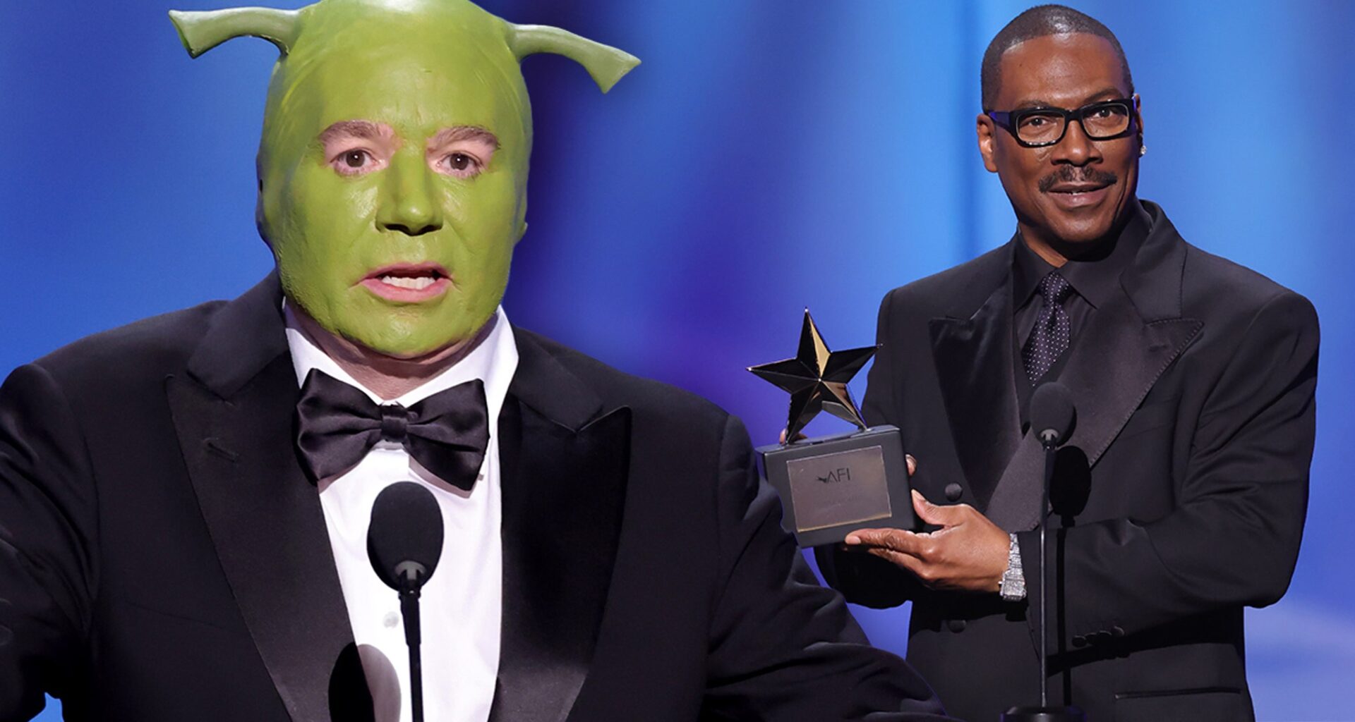 Mike Myers Crashes Eddie Murphy's AFI Ceremony Dressed As Shrek