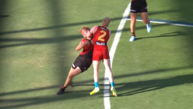 Edwards was assessed after this high shot. 