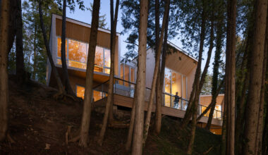 Omar Gandhi cascades cedar lake house down Canadian hillside