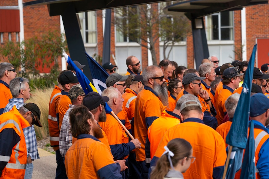 Crowd of people standing outside