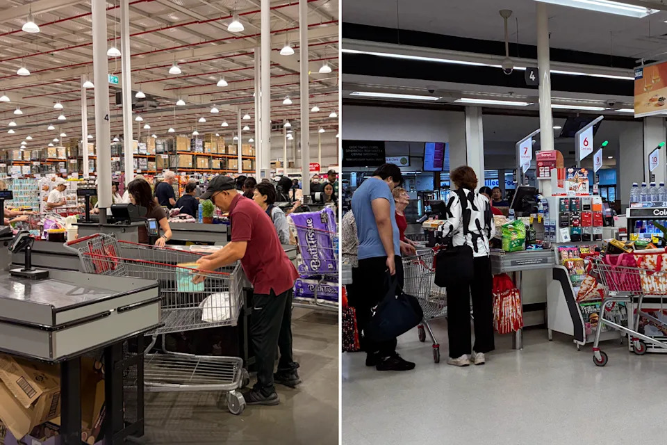 A Costco and Coles checkout. 