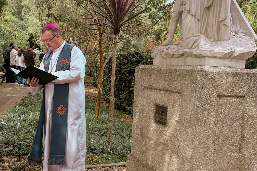 A Catholic archbishop at a monastery.