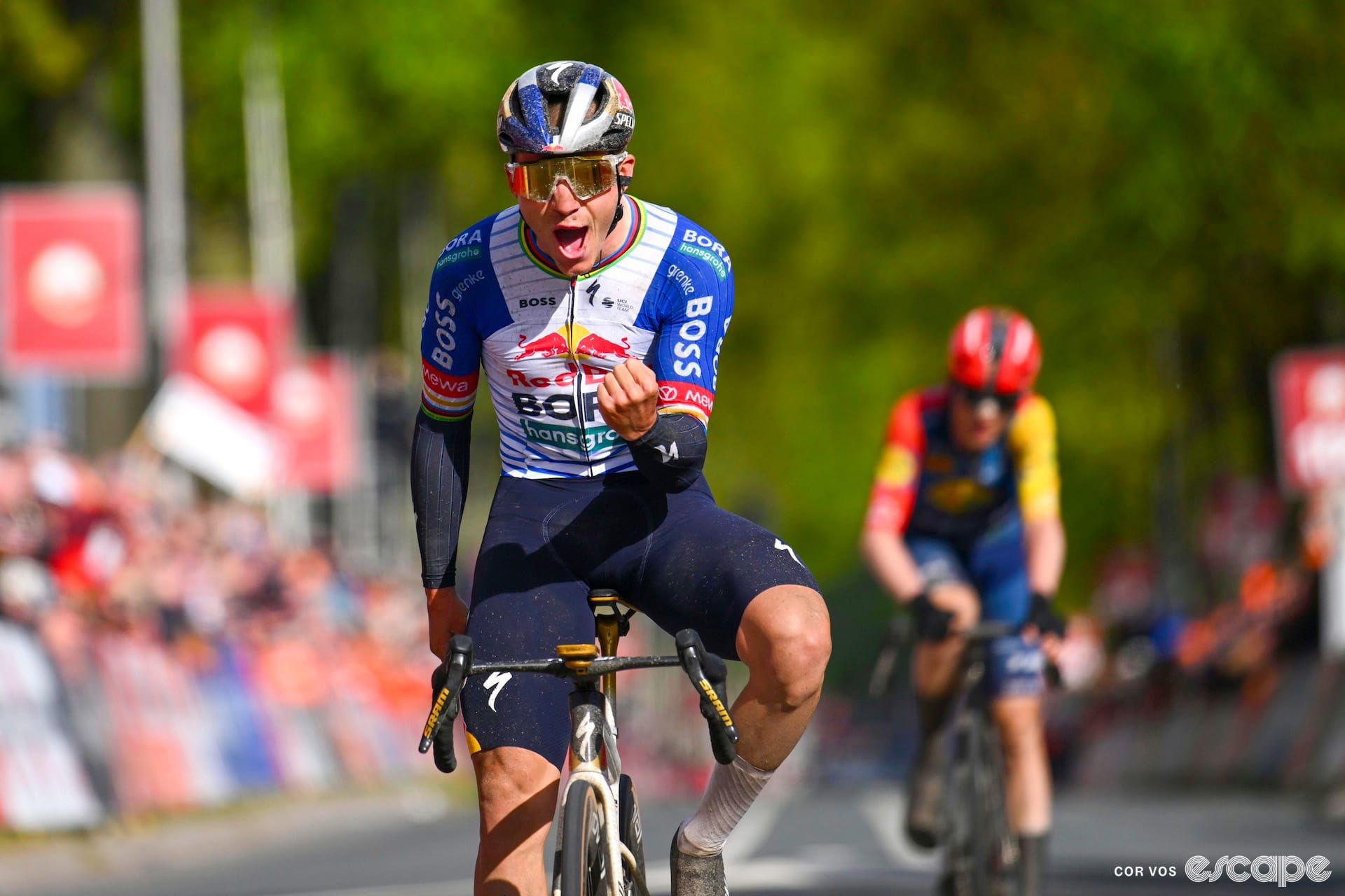 Evenepoel puts sprint demons to rest with victory over Skjelmose at Amstel Gold Race