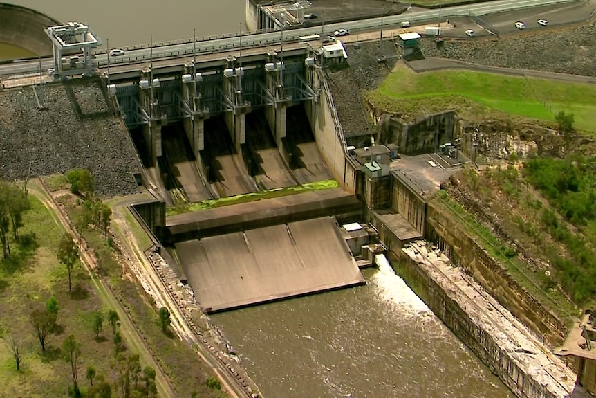 Aerial of Wivenhoe Dam.