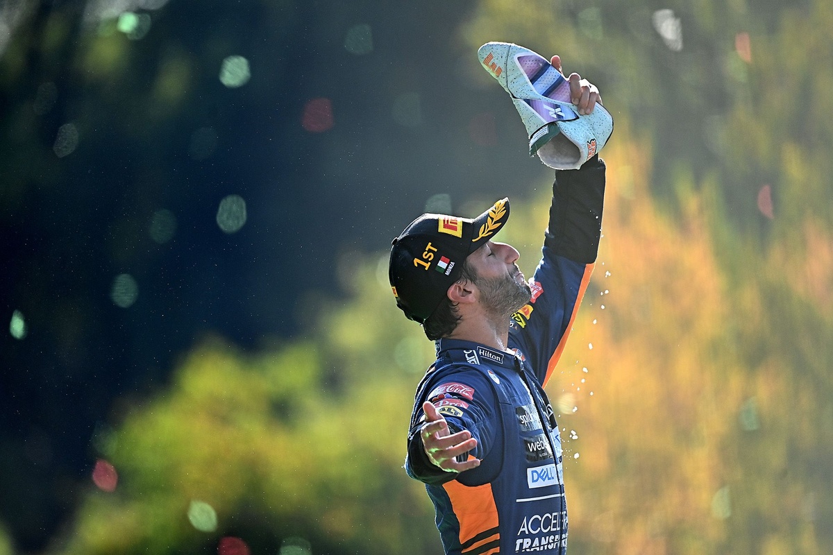 Daniel Ricciardo explains how his iconic F1 shoey celebration first began