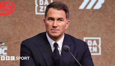 Eddie Hearn speaking at a news conference
