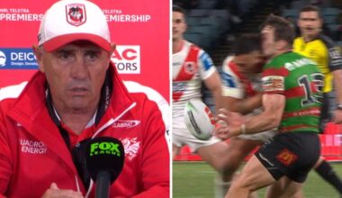 Shane Flanagan press conference, will he be sacked, Souths v Dragons, Jaydn Su’A tackle, send off, rugby league news