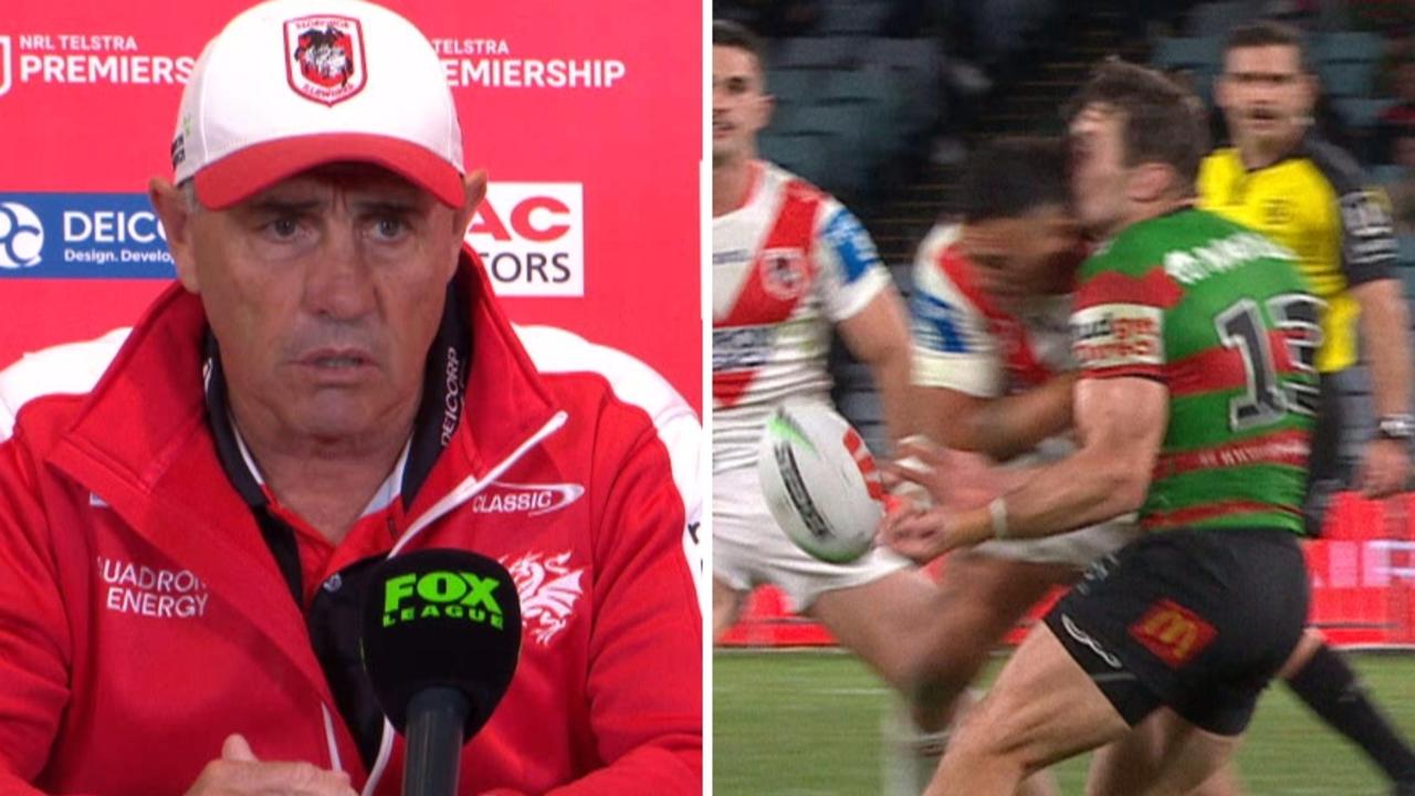 Shane Flanagan press conference, will he be sacked, Souths v Dragons, Jaydn Su’A tackle, send off, rugby league news