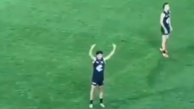 Elijah Hollands on the field.