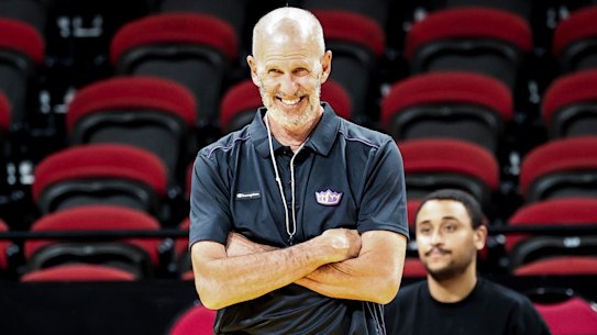Brian Goorjian smiles during Kings training.