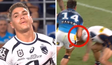 Reece Walsh was ruled out of the game in the first half with concussion. Image: Kayo