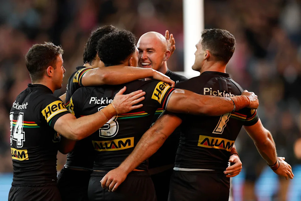 Dylan Edwards celebrates a try.