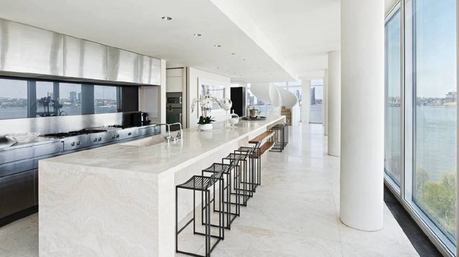 The property was designed by renowned architect Richard Meier. Pic: Corcoran.