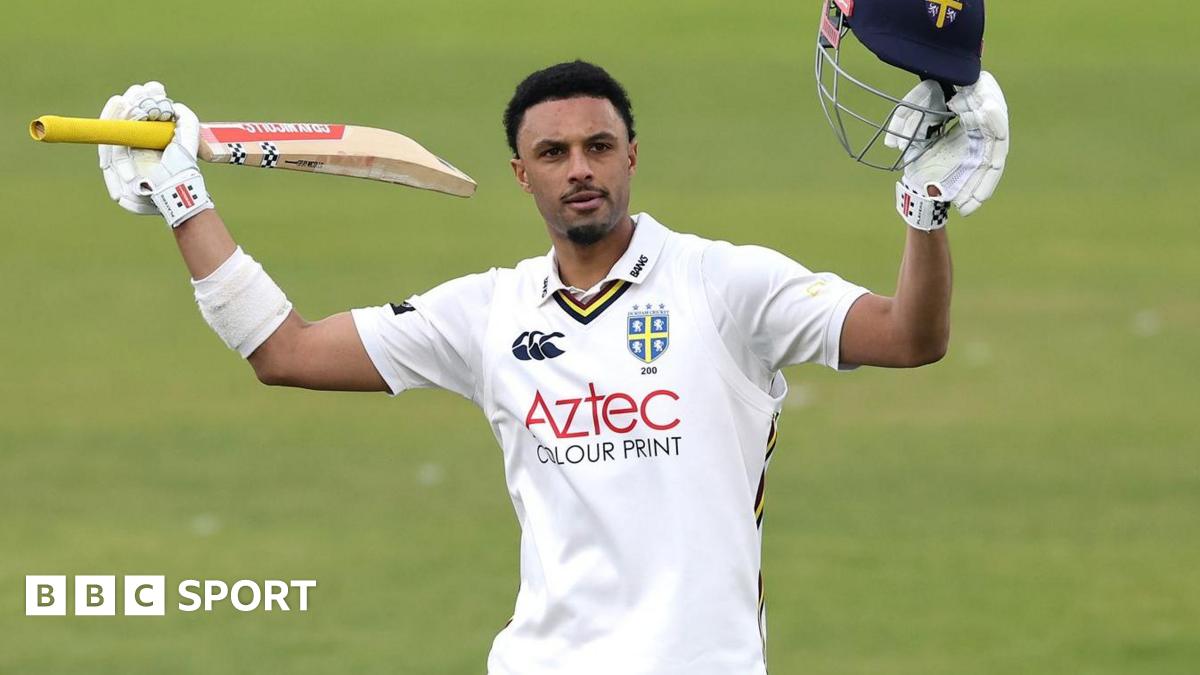Emilio Gay celebrates scoring a century