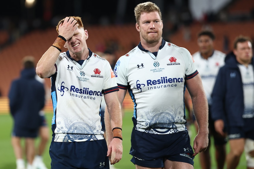 Sid Harvey reacts after the Waratahs lost to the Chiefs in Hamilton.