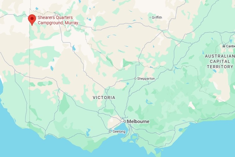 Google map showing area near Mildura