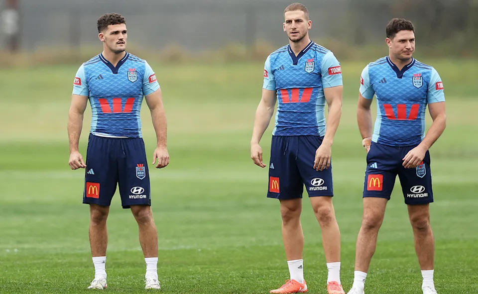 Adam Doueihi, pictured here in State of Origin camp with NSW last year.