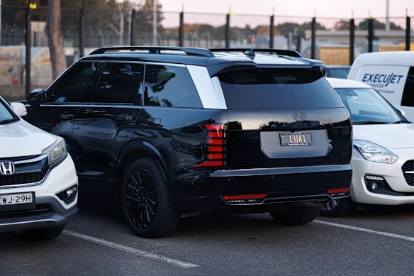 Jarome Luai’s car at the private jet terminal at Sydney airport on Monday night.