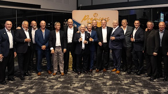 Members of the premiership-winning 1986 at an anniversary dinner on Friday night.