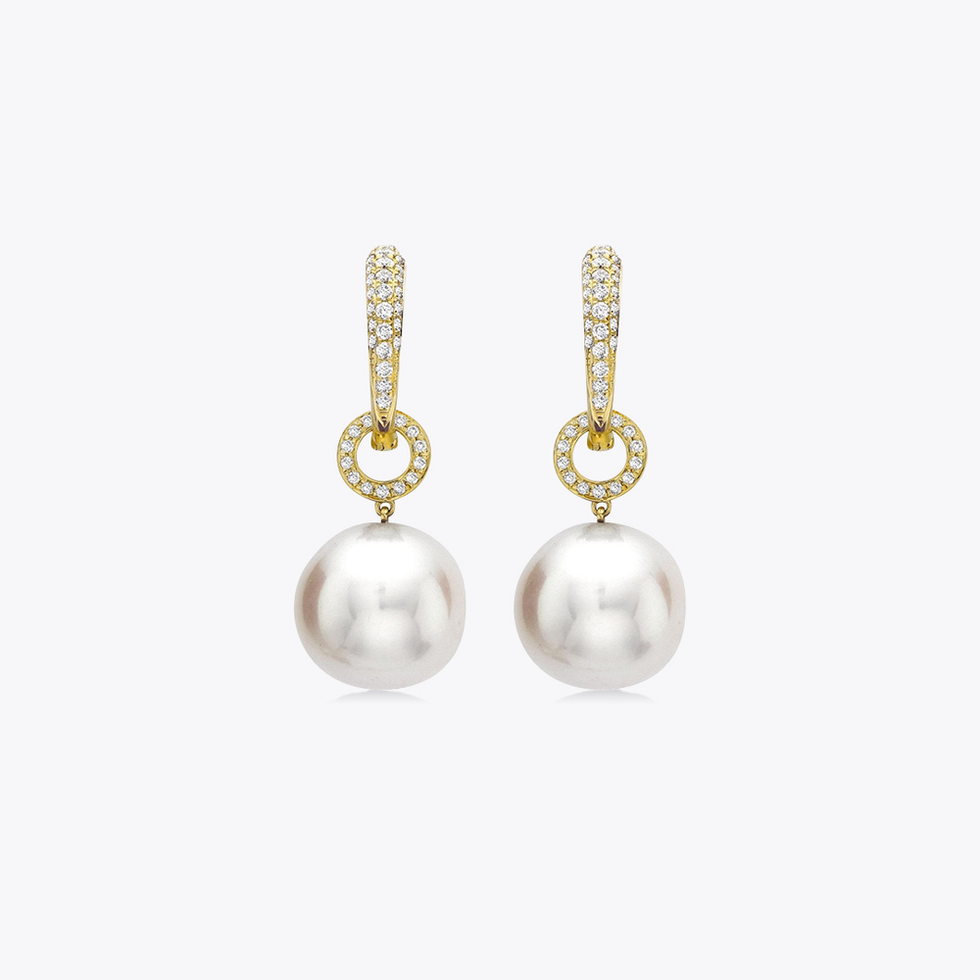 Pearl and Diamond Loop Detachable Earrings Pearl and Diamond Loop Detachable Earrings