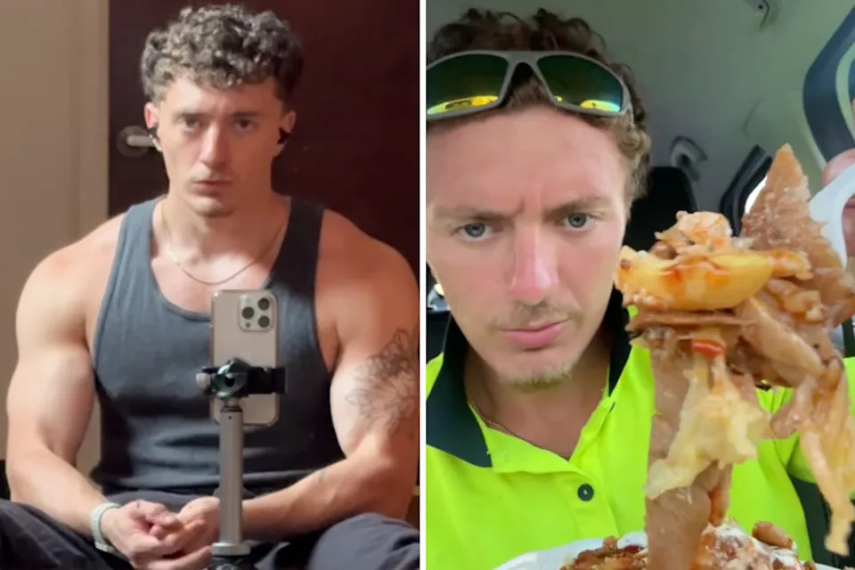 Silas has been taste testing loads of Aussie food and was blown away when he tucked into an HSP for the first time. Source: TikTik/fitbyfriday