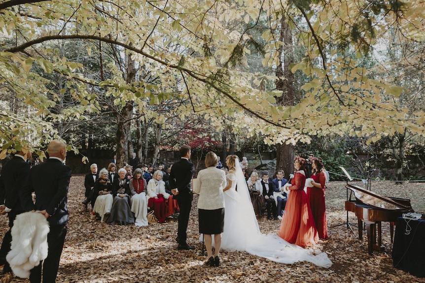 wedding at a garden in autumn