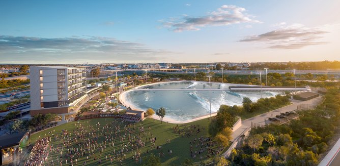 An artist impression of the new surf park in Cockburn