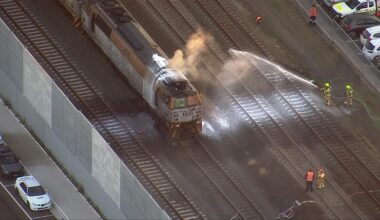 Sydney trains halted after freight locomotive catches fire during peak hour near Warwick Farm