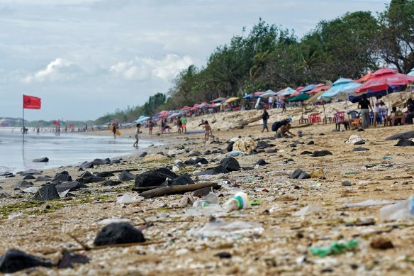 Rubbish such as this washes up on Bali’s western beaches between September to March each year.