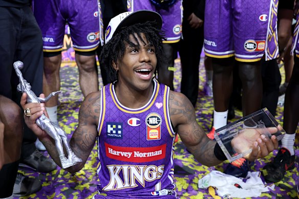 Happy days: NBL finals MVP Kendric Davis and his Sydney Kings will have games shown on Nine next season.