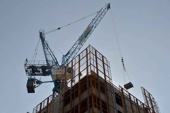 A crane in Box Hill in 2014 during a suburban high-rise development boom.