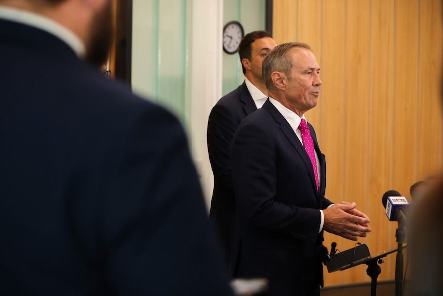 Premier Roger Cook speaks to the media in Perth.